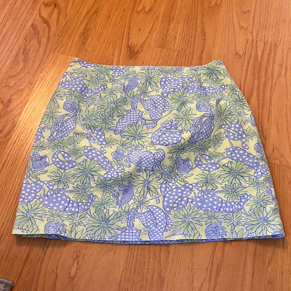 Lilly Pulitzer vintage white label size 12 skirt seafood salad lobsters crabs